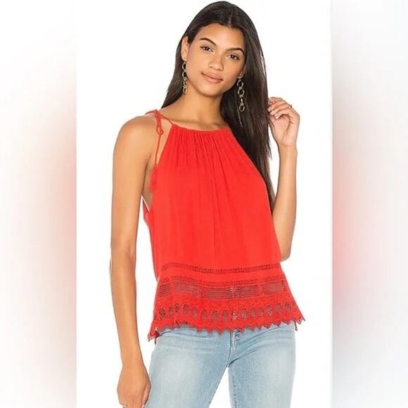 Alice + Olivia Revolve Danya Cami Tank Top XS Tassle Poppy Red Boho Bold Fall - Picture 3 of 11